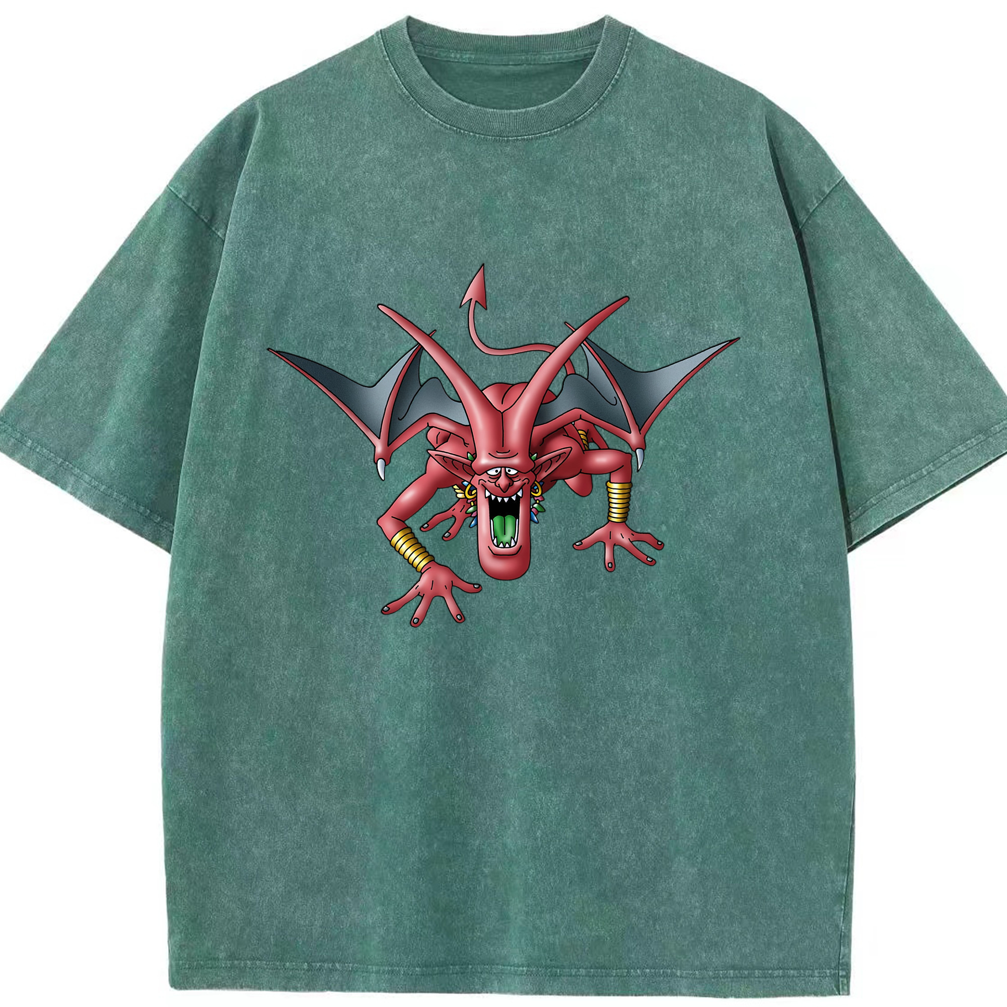（画像用） ドラゴンクエスト Doragon Kuesuto Dragon Quest 綿100% ヴィンテージ風 半袖Tシャツ（フロントプリント）